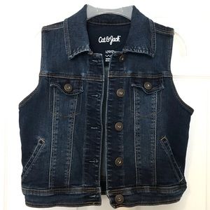 Girls Dark Blue Wash Denim Vest - Cat & Jack